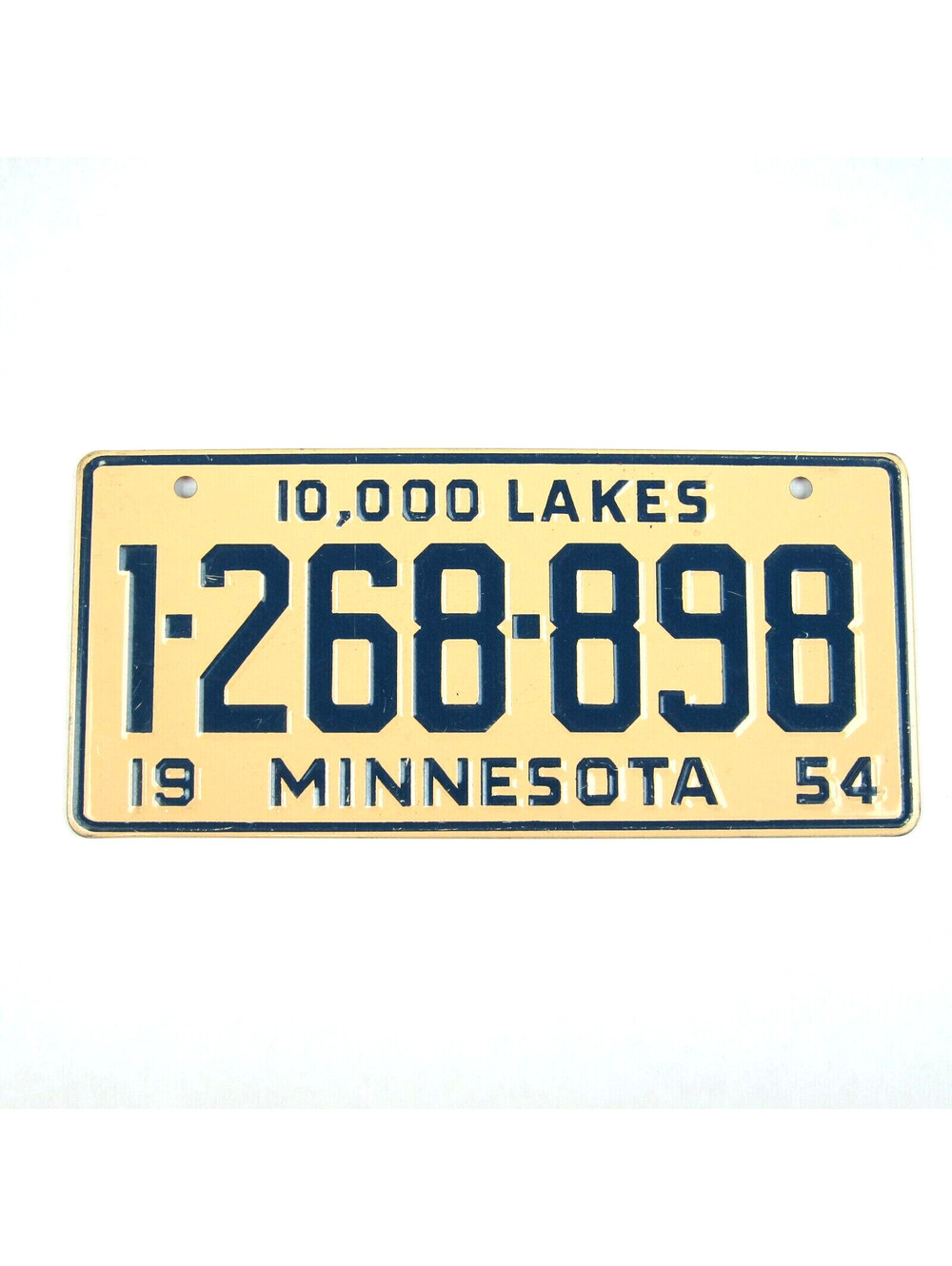 Vintage 1954 Wheaties Cereal Minnesota Metal Bicycle License Plate 10,000 Lakes